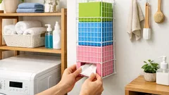 ダイソーのワイヤーネット3枚で作るティッシュ先入先出収納、下の箱が取れない問題を解決